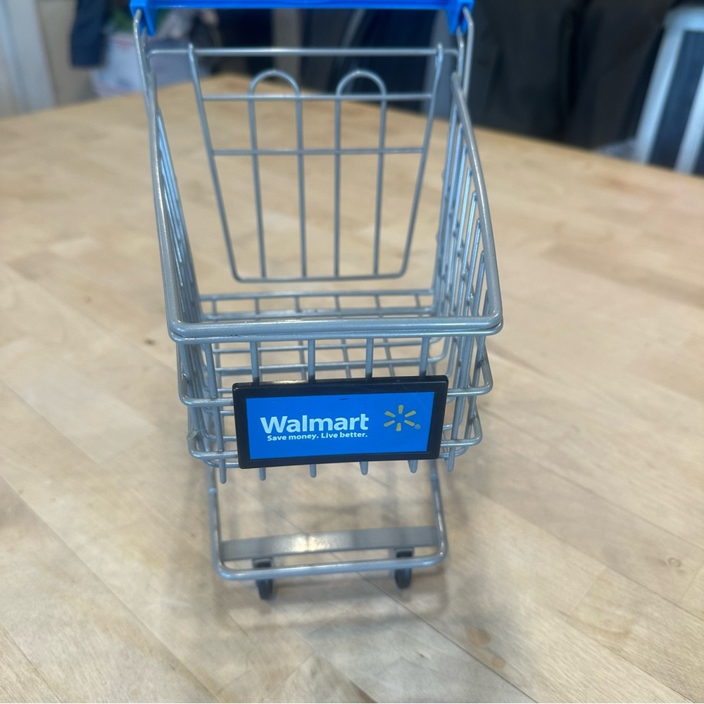 Walmart My Life As Mine Metal Doll Toy Grocery Shopping Cart, Silver, Blue